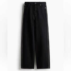 H&M Black Wide Leg Jeans with Side Zippers